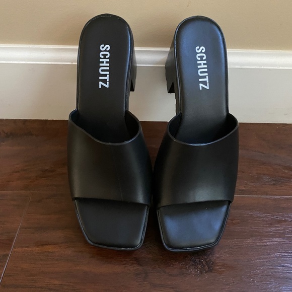Schutz Mizzy Platform Mule Sandals Black Size 7 - Picture 9 of 9